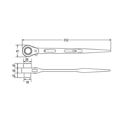 13x19mm/312mm 両口ラチェッ