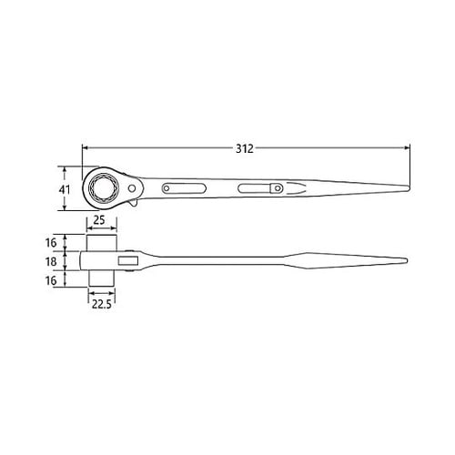 16x18mm/312mm 両口ラチェッ