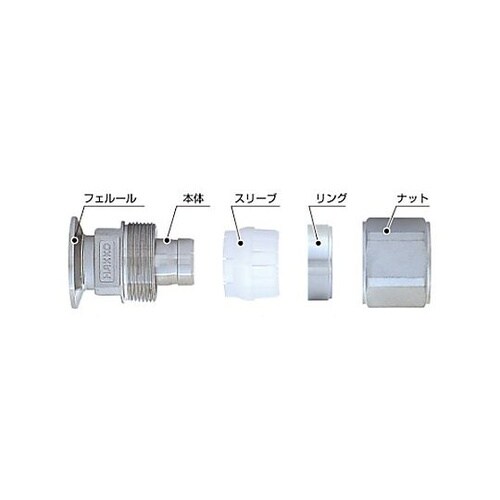 R1/2”x15−22mmナット締めニッ