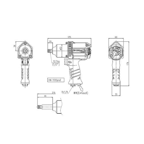1/2”DR エアーインパクトレンチ(軽