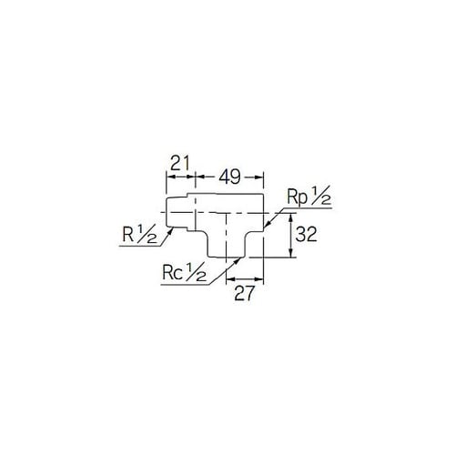 Rp1/2”xRc1/2” 台付水栓エル
