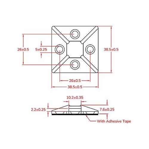 38.5x38.5mm結束バンド用ベース