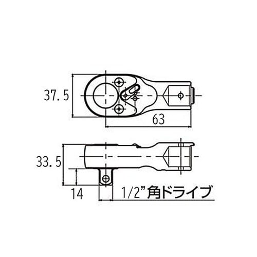 1/2”DR ラチェットヘッド(φ15m
