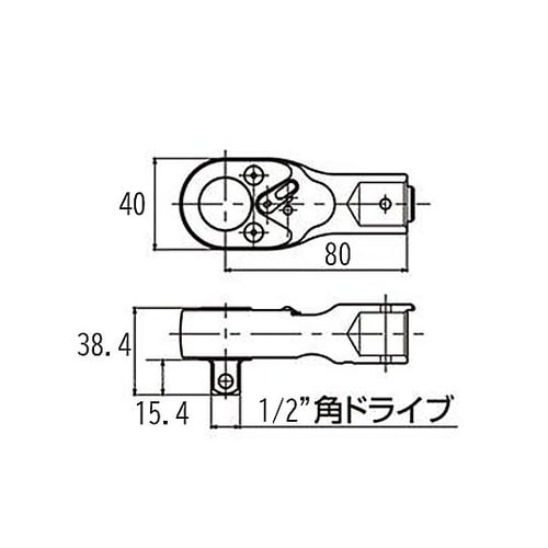 1/2”DR ラチェットヘッド(φ19m