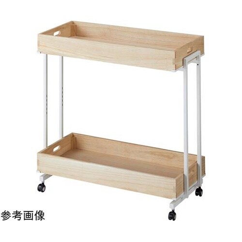 木製トレー付きワゴン ホワイト ナチュラ