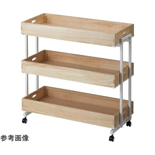 木製トレー付きワゴン ホワイト ナチュラ