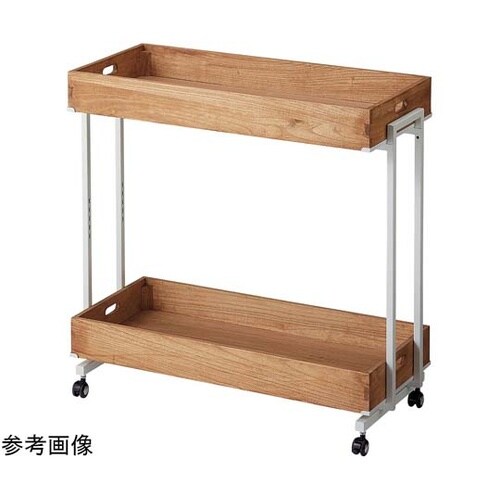 木製トレー付きワゴン ホワイト ライトブ