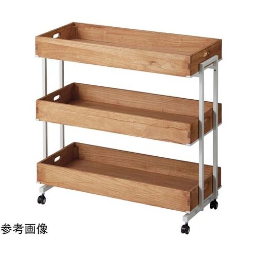 木製トレー付きワゴン ホワイト ライトブ