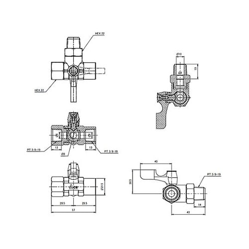 R 3/8”xRc3/8”xRc3/8”