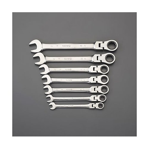 7本組 ラチェット片目片口スパナ(首振型