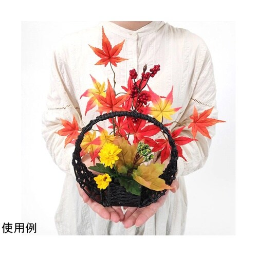 紅葉満月造花アレンジ 和風かご 高さ28