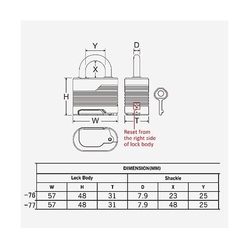 57mm ダイヤル錠(番号設定キー・カバ