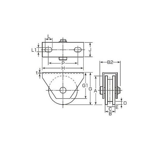 75mm/300kg 戸車(コ型・重量用