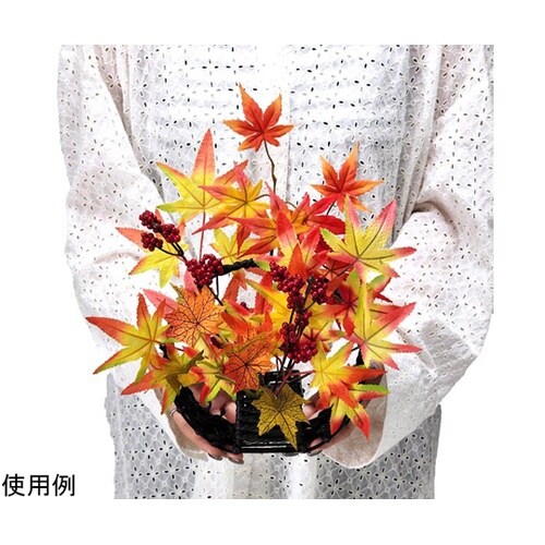 紅葉造花満月アレンジ 幅30×高さ33c