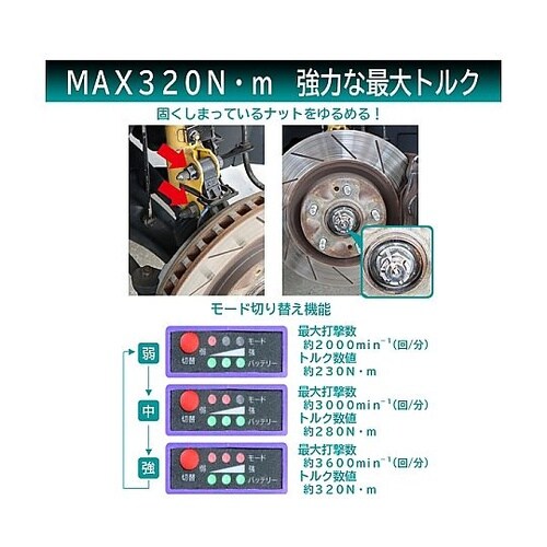 車用 タイヤ交換工具 充電式電動インパク