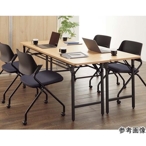 ラウンドエッジ折りたたみテーブル 棚付き