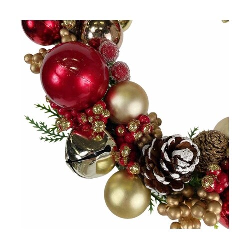 ボール クリスマスリース レッド×ゴール