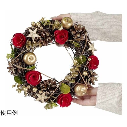 ナチュラル クリスマスリース小 レッド