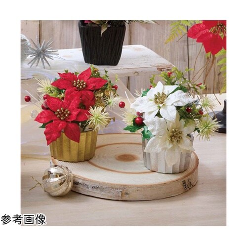 ポインセチア造花ポット 幅20cmホワイ