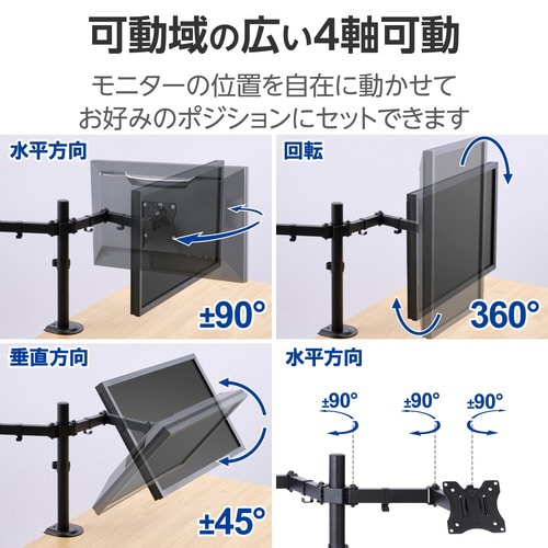 モニターアーム デュアル ー32インチ ブラック
