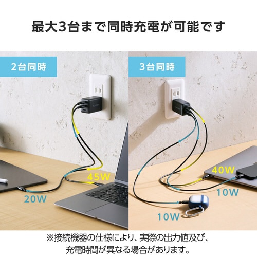 USB充電器 C×3 67W ブラック