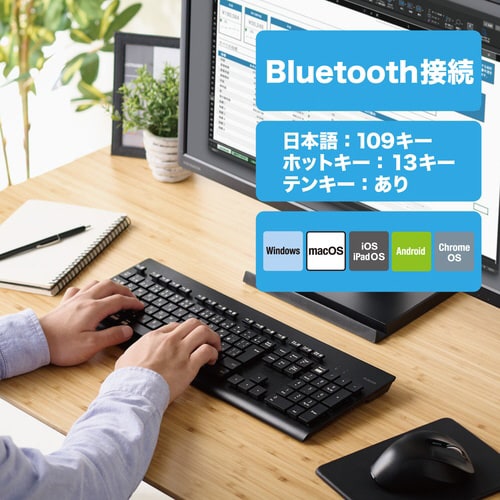 BT無線キーボード メンブレン 洗える ブラック