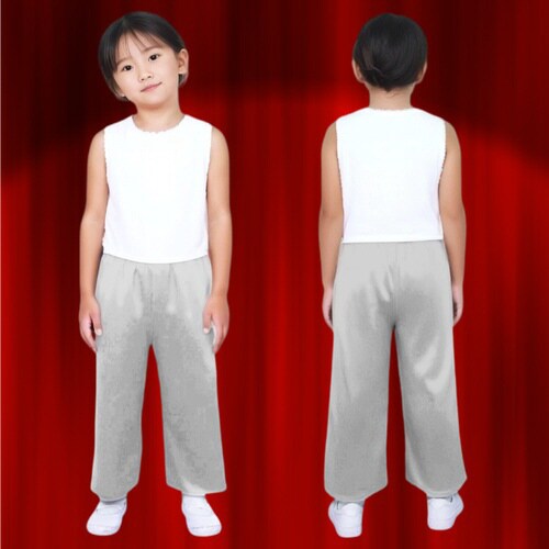 ソフトサテン ズボン C 銀