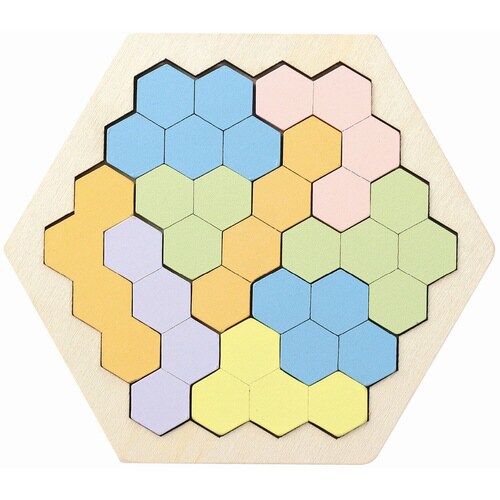 木製ヘキサゴンパズル パステルカラー