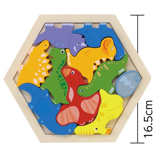 木製六角パズル 恐竜