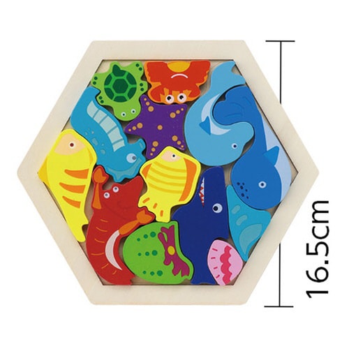 木製六角パズル 海の生き物