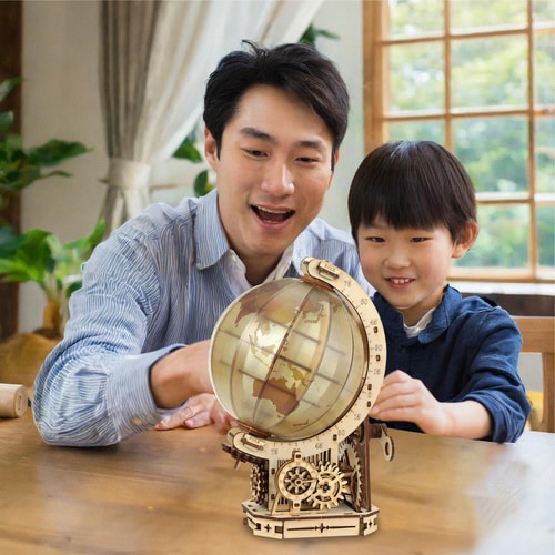 ウッドパズル地球儀