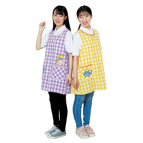 アニマルギンガムチェックエプロン パープル