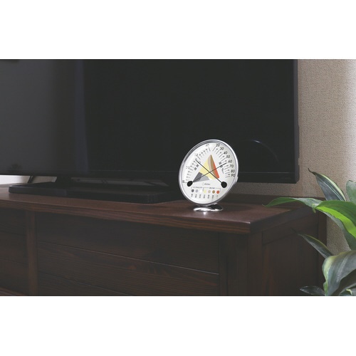 熱中症・インフルエンザ警告温湿度計 グレー