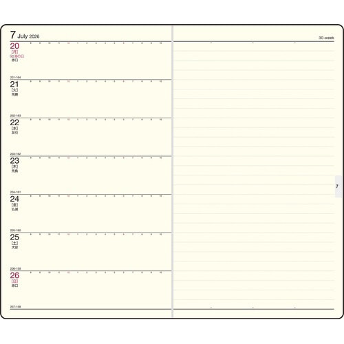 26年ニューダイアリーアルファ6 週間