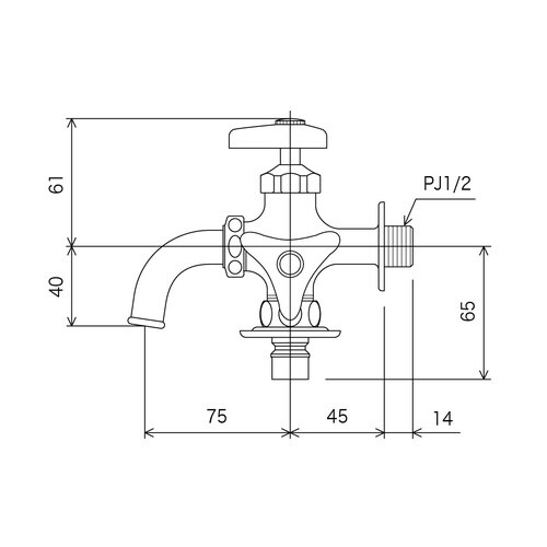 寒2口横水栓ツバニップル