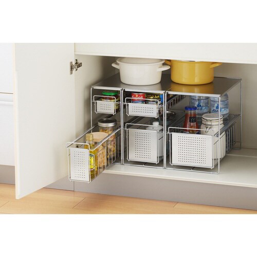 シンク下スライド収納2段 幅15