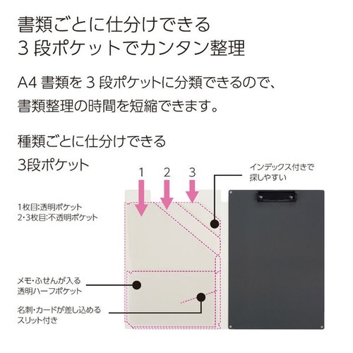 書類すっきりクリップホルダー A4 ホワイト