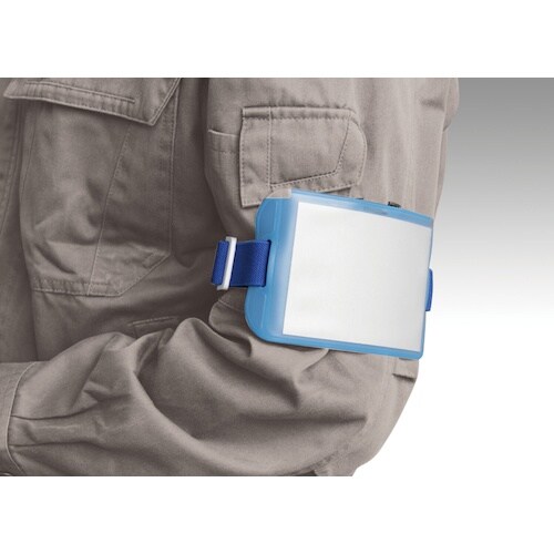 緑十字 差し込み式腕章 本体:青 ゴムバンド:青