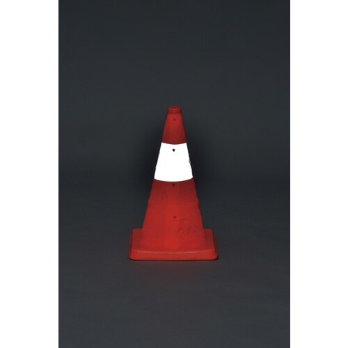 緑十字 伸縮式三角コーン 橙 伸縮コーン−YR(小