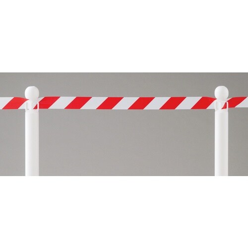 緑十字 バリケードテープ(標識テープ) 赤/白 B