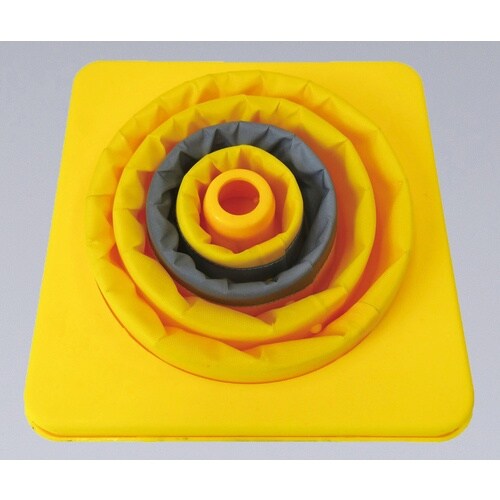 緑十字 伸縮式三角コーン 黄 伸縮コーン−Y(小)