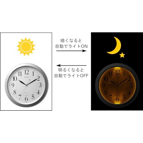 RHYTHM 電波 壁掛け時計(アナログ表示) 暗