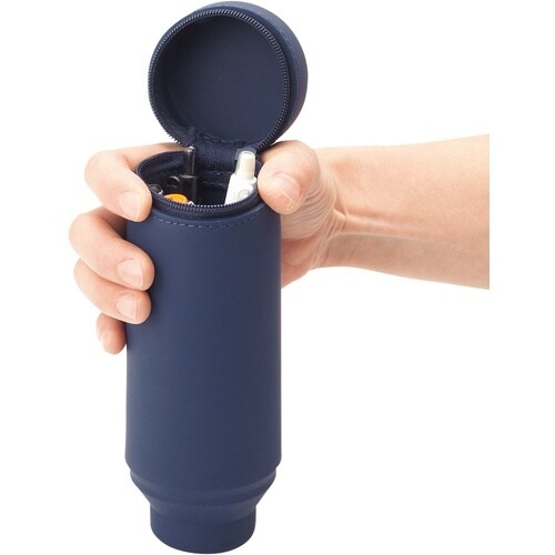 LIHIT スタンドペンケース 丸形タイプ ネイビ