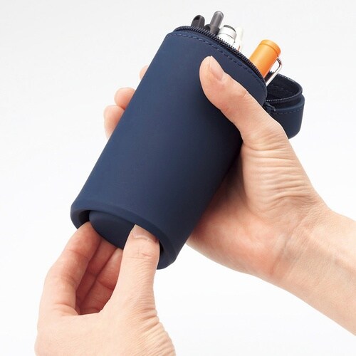LIHIT スタンドペンケース 丸形タイプ ネイビ