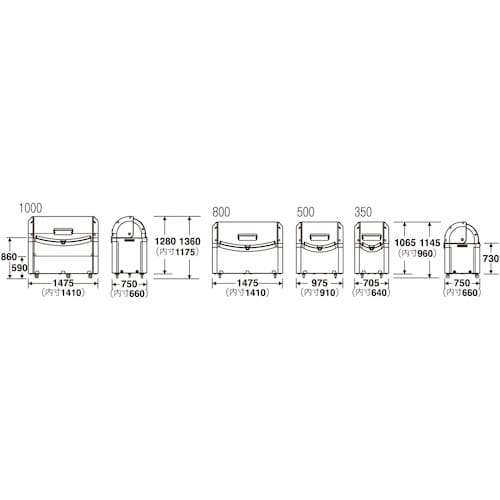 テラモト ワイドペールST 500キャスター付