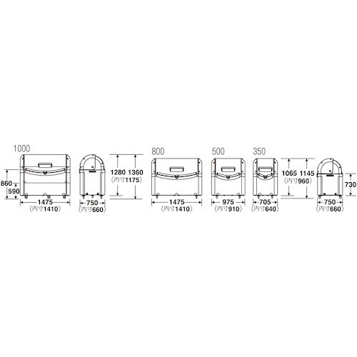 テラモト ワイドペールST 500キャスターなし