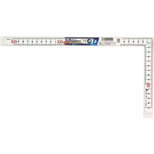 シンワ 曲尺同厚 ホワイト 30cm/1尺 併用目