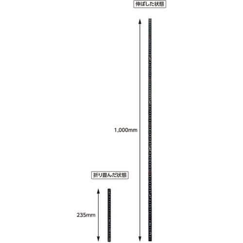 シンワ ファイバー折尺 5折 1m cm表示 ブラ