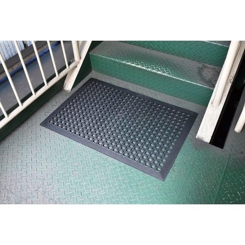 緑十字 穴あきゴムマット(エントランスマット) 黒