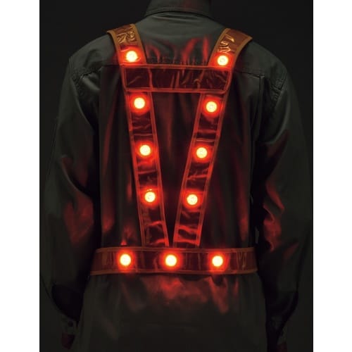 緑十字 LED安全反射ベスト 黄地/赤LED/金反